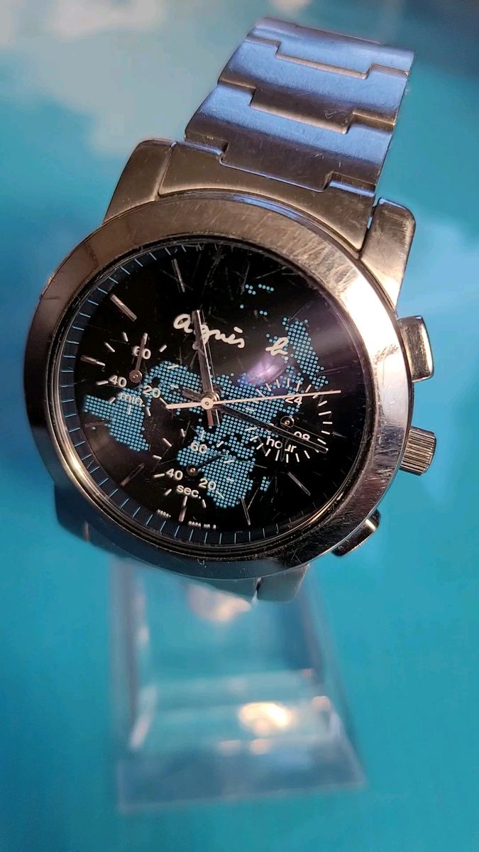 agnes.b V654アニエスベー腕時計クォーツ 世界地図柄文字盤！