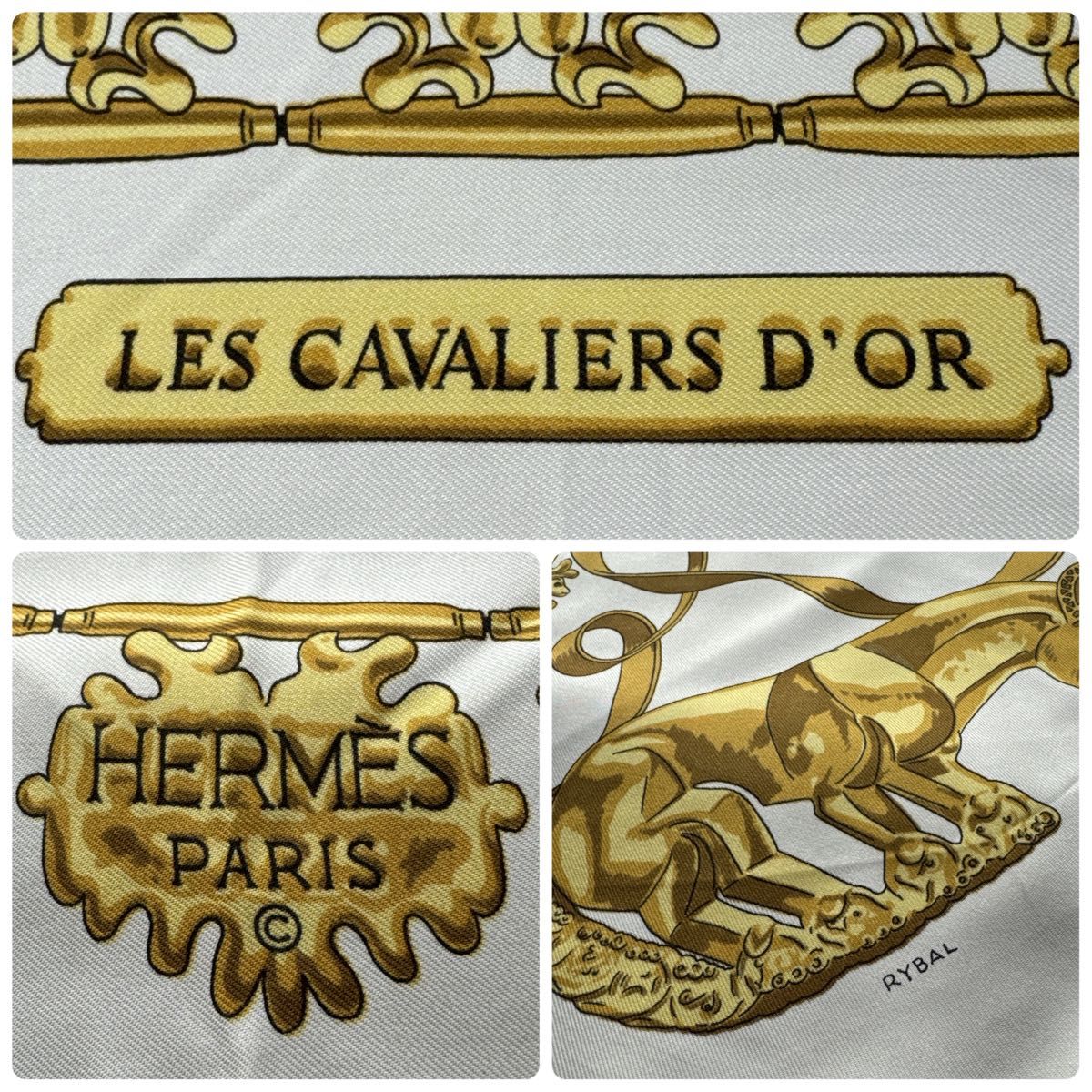 Hermes エルメス カレ90 黄金の騎士 シルクスカーフ LES CAVALIERS D'OR
