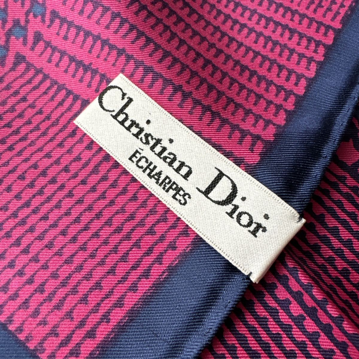 Christian Dior クリスチャンディオール シルクスカーフ ロゴ 千鳥格子