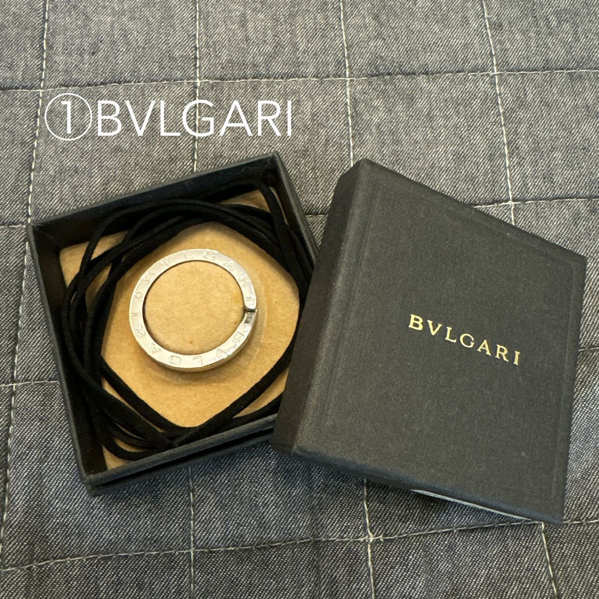 ①美品 BVLGARI ブルガリ ネックレス キーリング キーホルダー 箱あり ペンダントトップ シルバー ブルガリブルガリ