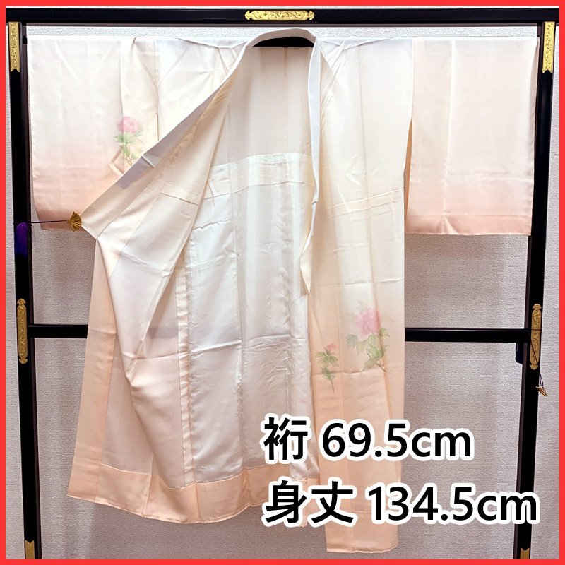 □長襦袢 花文 正絹 半衿付□美品 401mu5