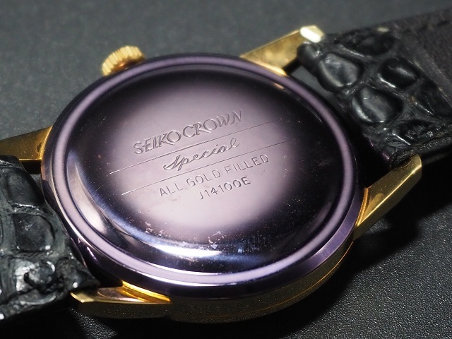 デッドストック　裏蓋保護シール付　セイコー　クラウン　スペシャル　Seiko　Crown　Special　23石　Cal.341　14KYGF　稼働品　新品ベルト_画像4