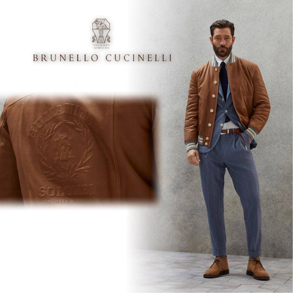 L59★未使用★新作23-24AW★グレインレザージャケット ブルネロクチネリ BRUNELLO CUCINELLI ブルゾン ボンバージャケット_画像1