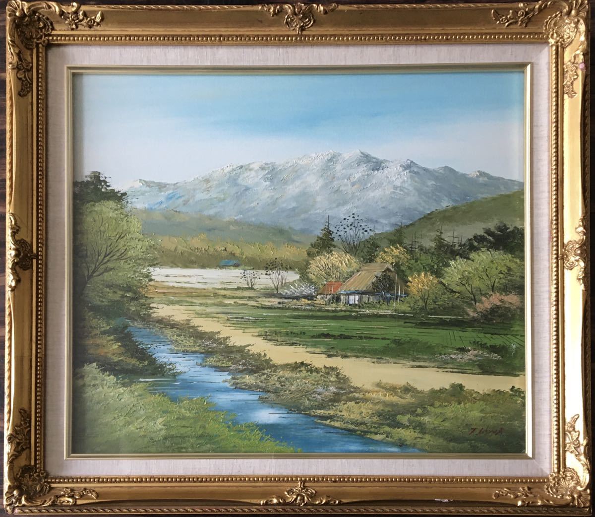 絵画 油絵 沢健 里の民家 風景画 直筆証明書あり 額付き F6 絵画 油絵 沢健 里の民家 風景画 直筆証明書あり 額付き F6