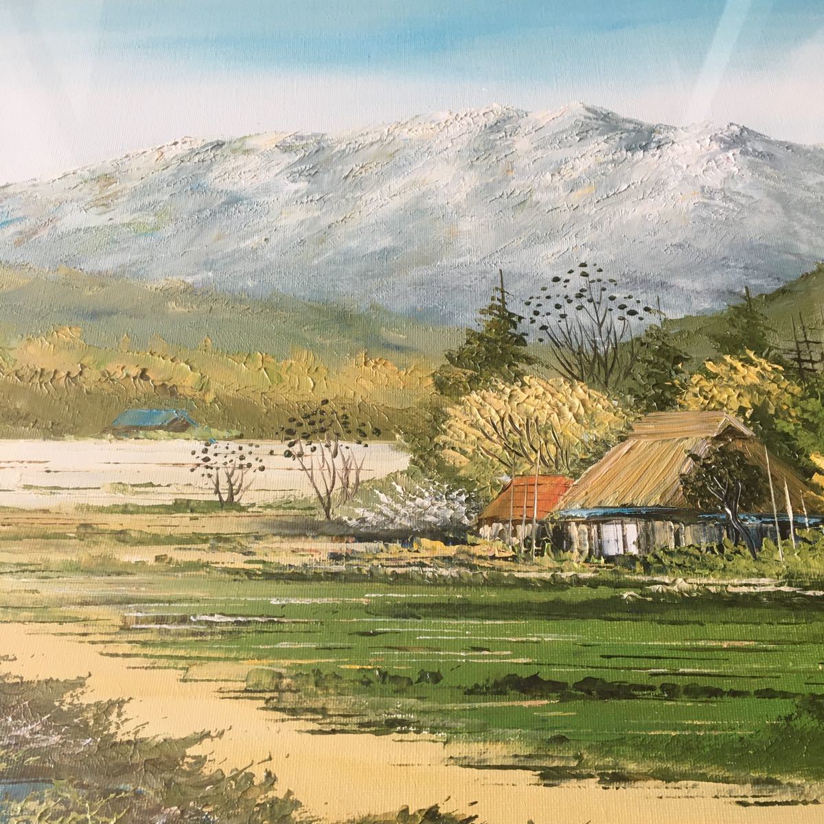 絵画 油絵 沢健 里の民家 風景画 直筆証明書あり 額付き F6 Yahoo!オークション - 沢健 「里の民家」 油彩10号 額装 証明