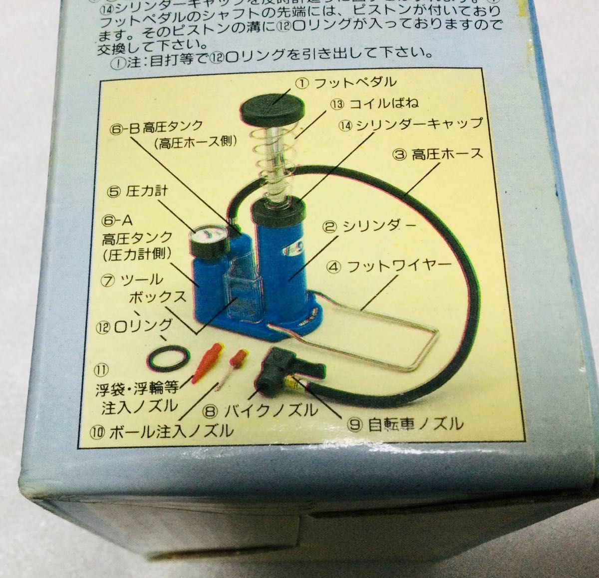 レア・昭和レトロ・ミニポンプ（13㎝×10㎝）機能します。 フットポンプ 空気入れ 足踏み式空気入れ