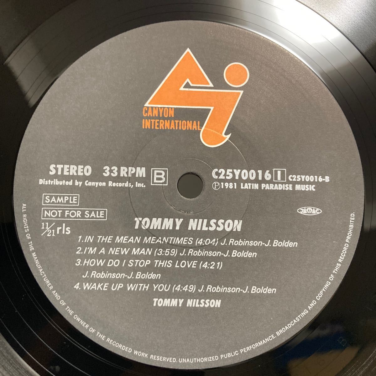 見本盤 Tommy Nilsson 【愛のシルエット】LP 帯付 AOR レコード盤 C25Y0016 サンプル盤_画像6