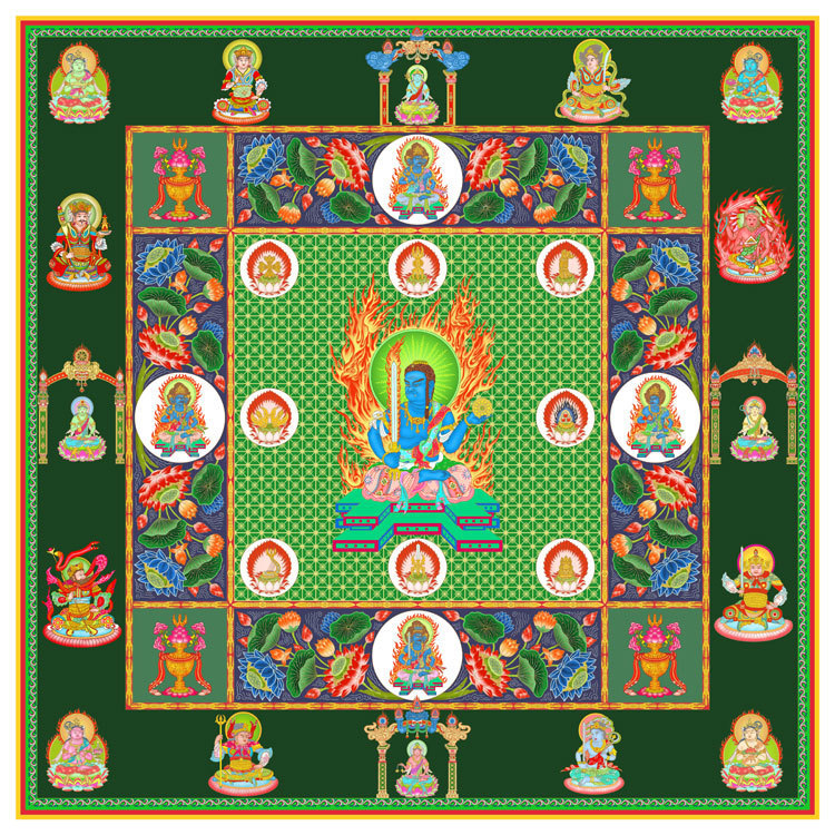 曼荼羅　チベット仏教　仏画　A4サイズ：297×210mm 不動明王_画像1