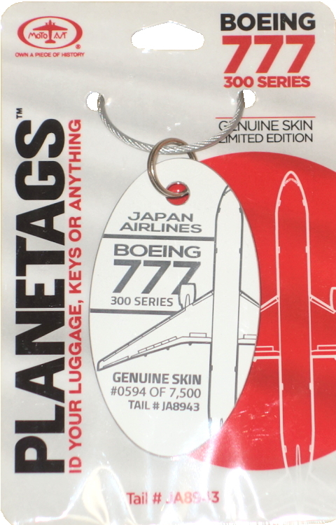  air plain tag /PLANETAGS*JAL Japan Air Lines bo- wing 777-300*JA8943*Boeingbo- wing airplane apparatus . position machine * key holder 
