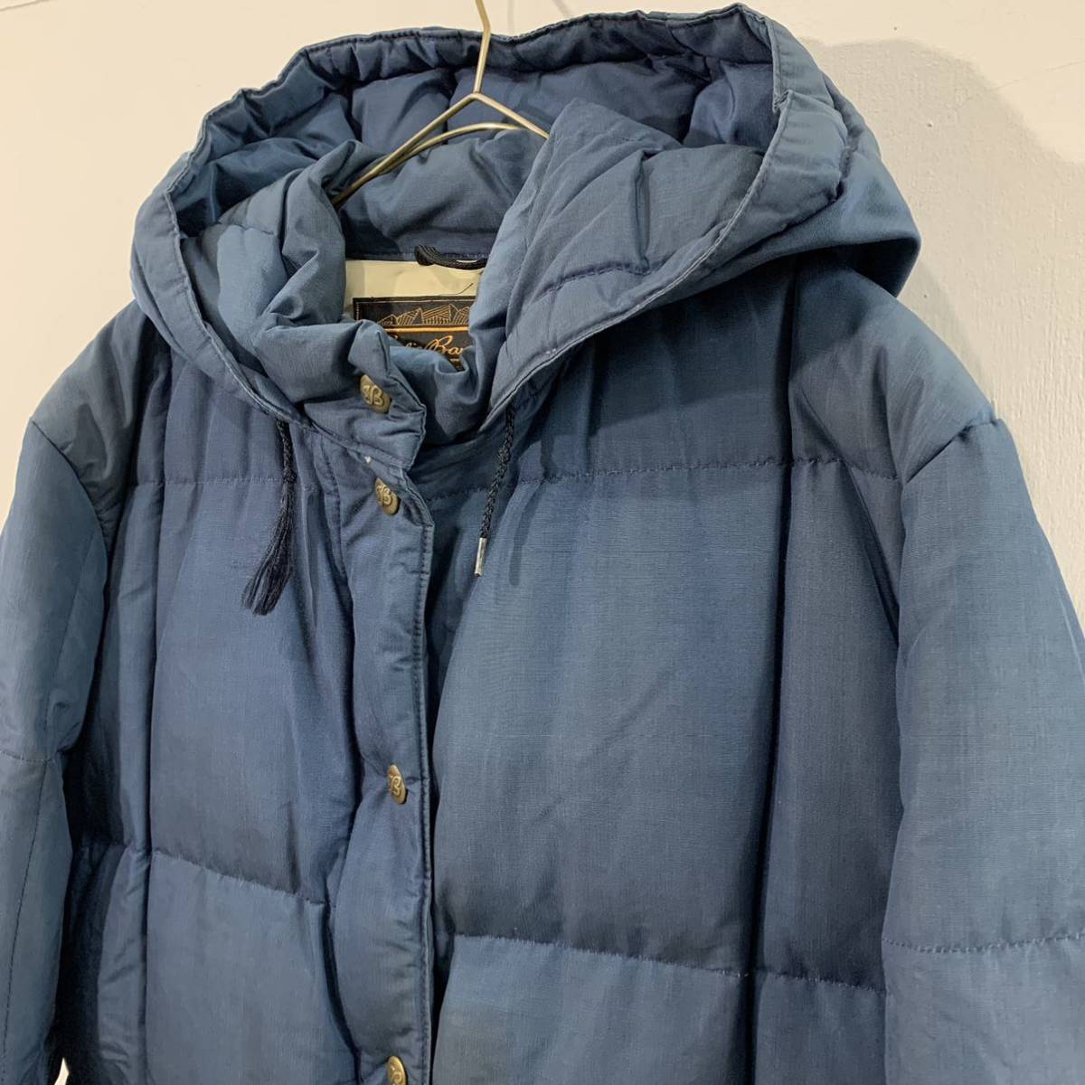 70s 80s VINTAGE Eddie Bauer пуховик чёрный бирка Goose down защищающий от холода капот двойной Zip Eddie Bauer [ единая стоимость доставки / включение в покупку возможность ]B