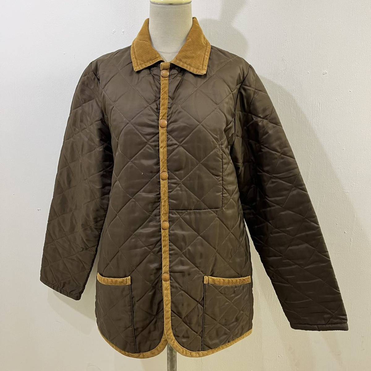 LAVENHAM 英國制 イギリス制 キルティングジャケット 中綿ジャケット ブルゾン コーデュロイ切り替え 茶 ラベンハム【送料一律/同梱可能】A