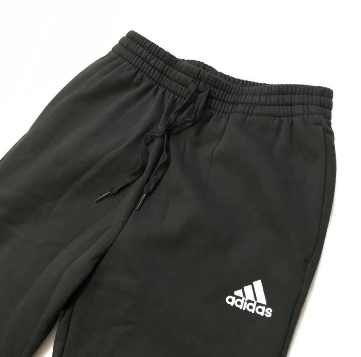 ▲ 新品【メンズXO/ウエス90前後】 黒 adidas ゴルフにお勧め アディダス スウェット ジョガーパンツ テーパード フリース 裏起毛_画像3