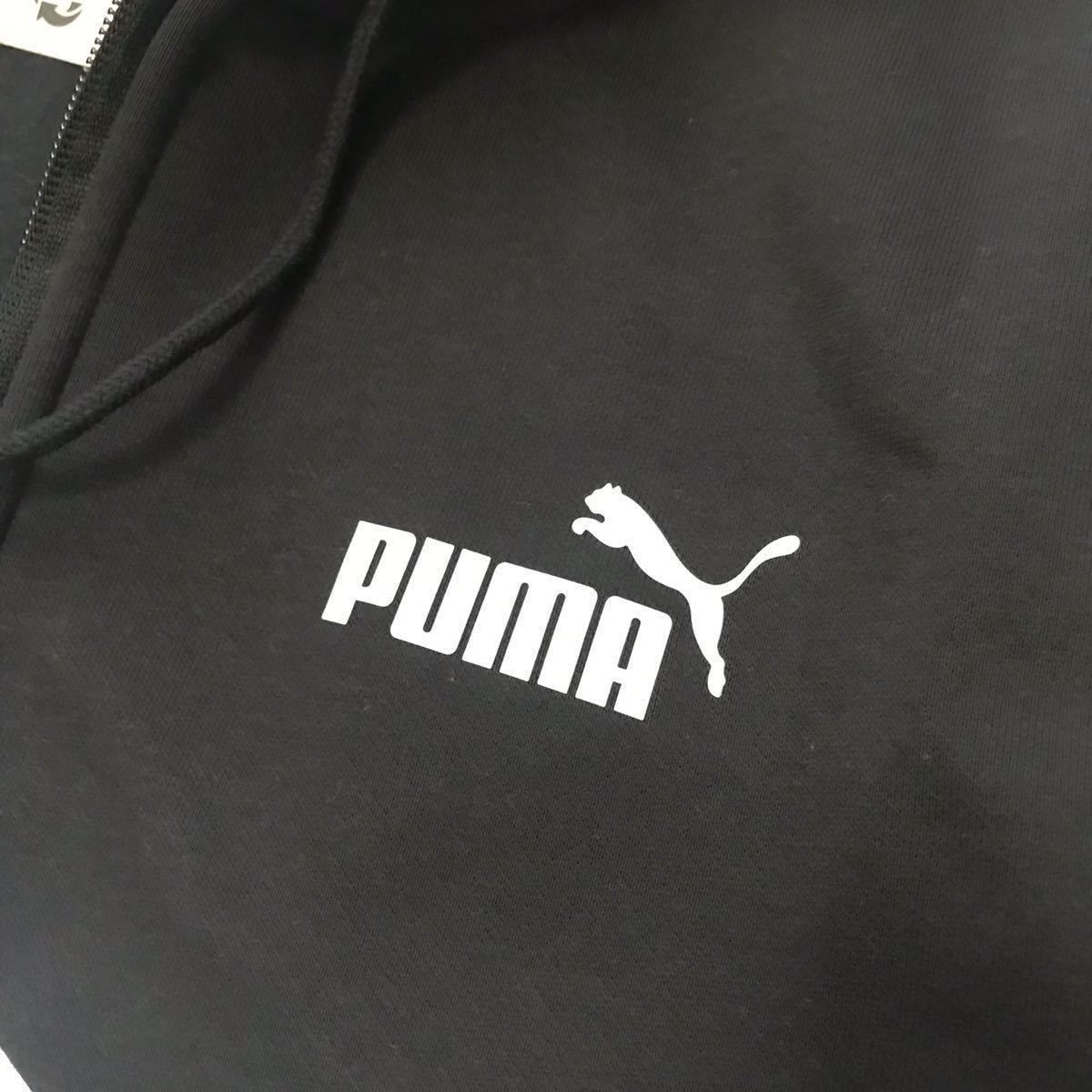 ◎043新品【メンズM】黒白 プーマ スウェット ゴルフにオススメ パーカー アップ ジャージ 裏起毛 PUMA POWER キャット スポーツウエア_画像5