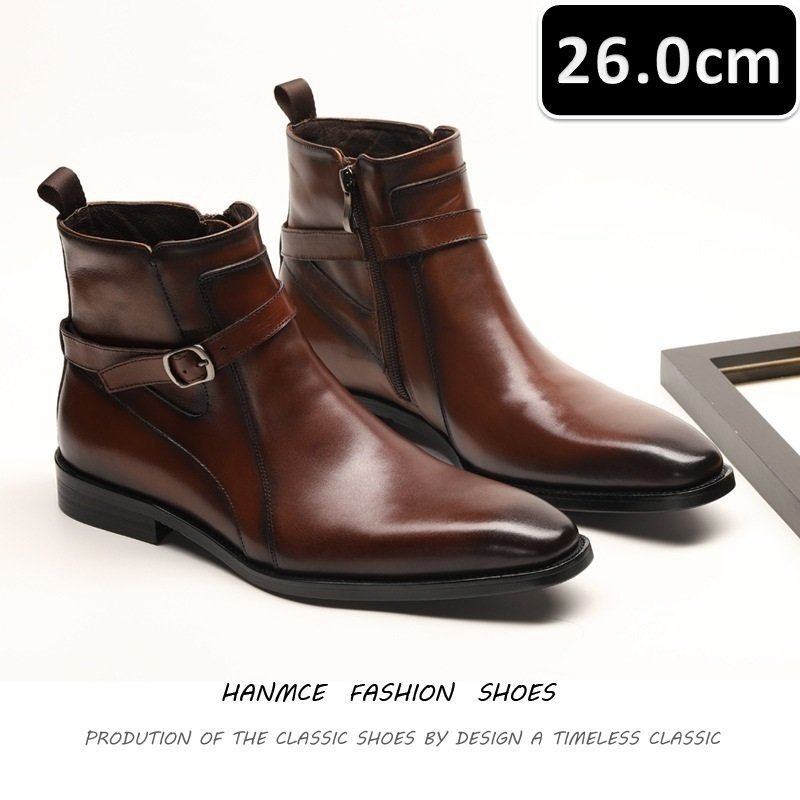 メンズ ビジネス レザー ブーツ ボルドー サイズ 26.0cm 革靴 靴 カジュアル 屈曲性 通勤 軽量 柔らかい 新品 【220】