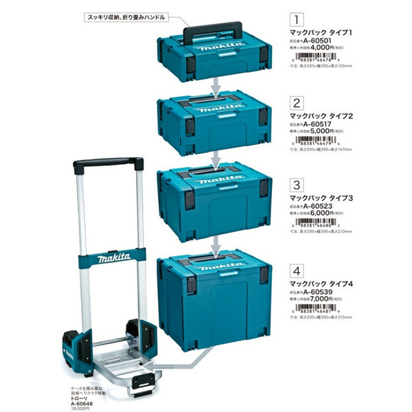 makita(マキタ)マックパック タイプ1～4セット品 ケースを連結 スマートに整理 A-60545 大型商品_画像2