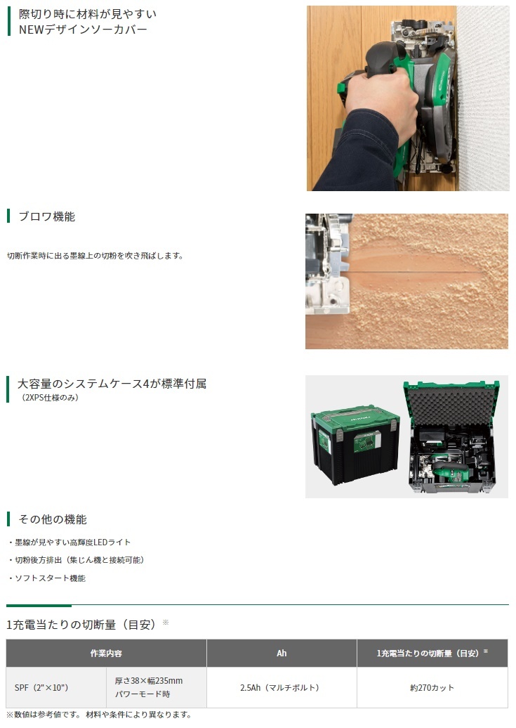 在庫 春祭り HiKOKI コードレスリフォーム用丸のこ C3605DB(SK)(2XPSZ) セット品 36V対応 ハイコーキ 日立_画像5