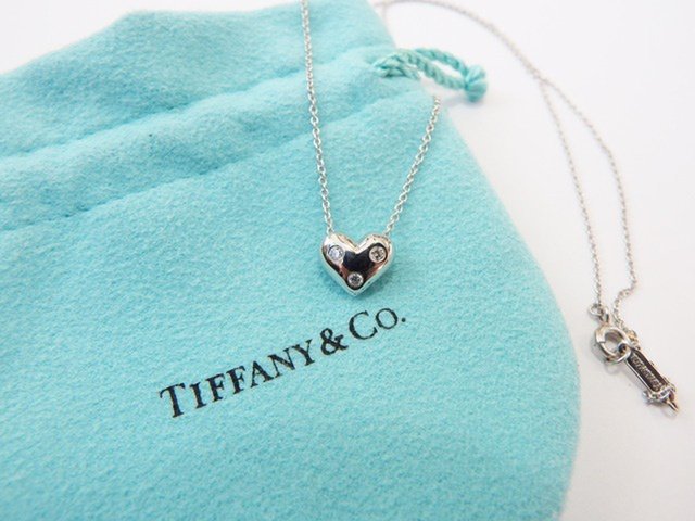 ティファニー TIFFANY＆Co. ドッツハート 3Pダイヤ ネックレス Pt950 約5.13g_画像1