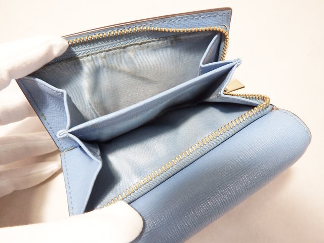 フルラ FURLA ３つ折り財布 レザー ブルー系■コンパクトウォレットの画像4
