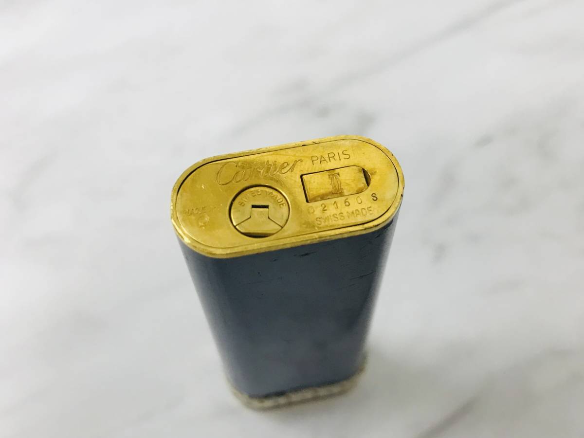 G4200 Cartier カルティエ ガスライター パンテール ブルー ゴールド 火花確認済み 喫煙具_画像7