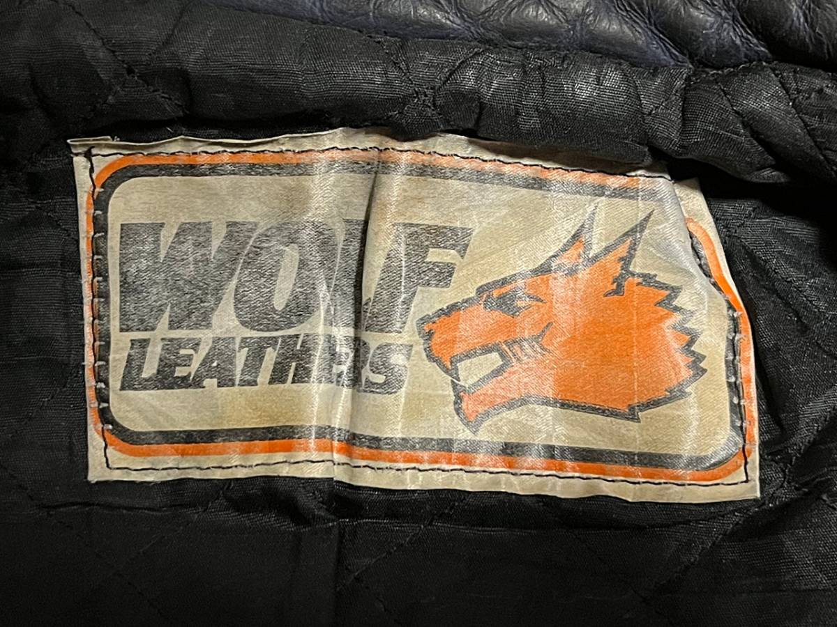 ☆珍しいトリコロールカラーの1着☆Made in ENGLAND製イギリス製WOLF LEATHERウルフレザービンテージライダースジャケットロンジャン70s_画像9