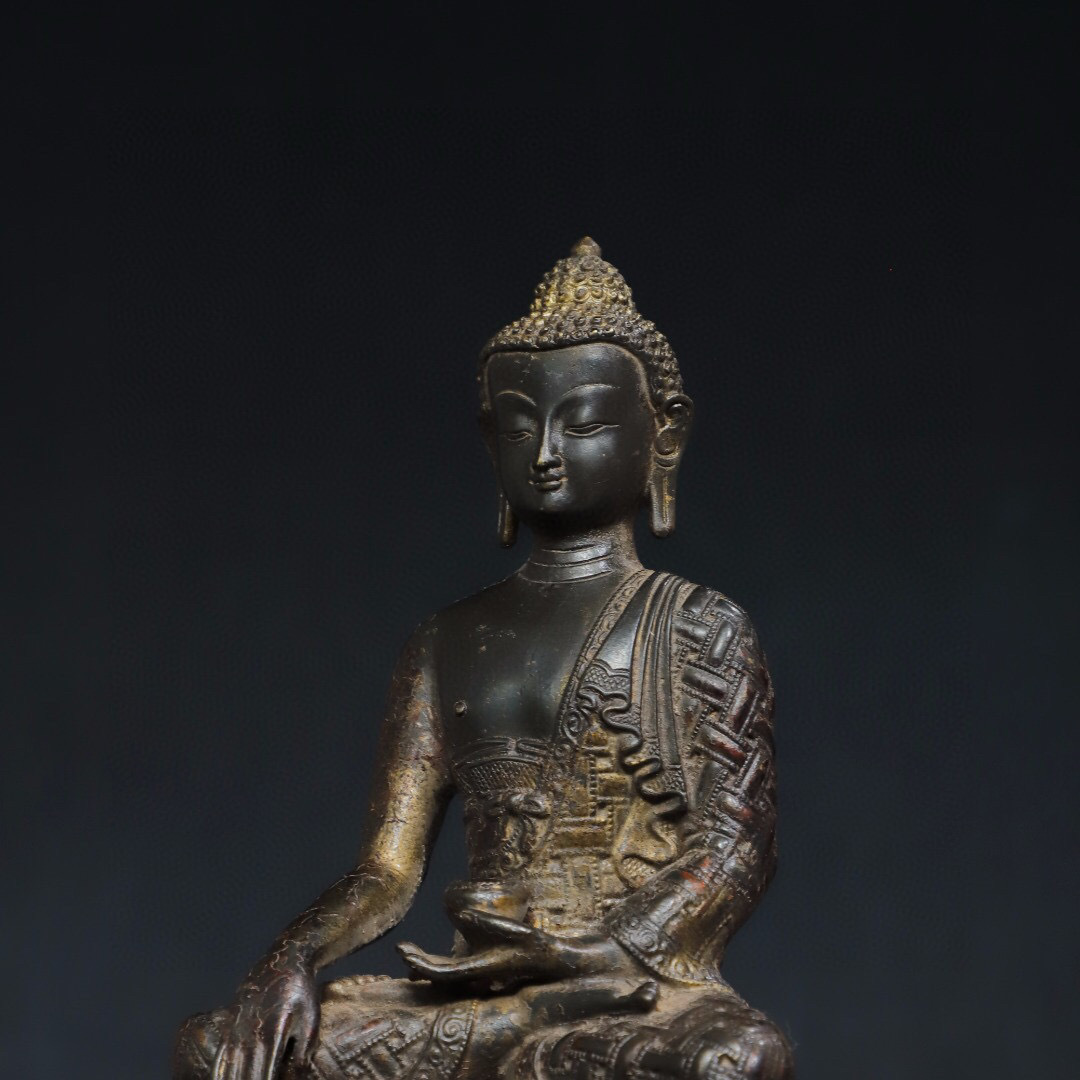 ▽鴻▽ 銅製 拓金 阿彌陀仏 置物 古賞物 中国古玩 中国古美術
