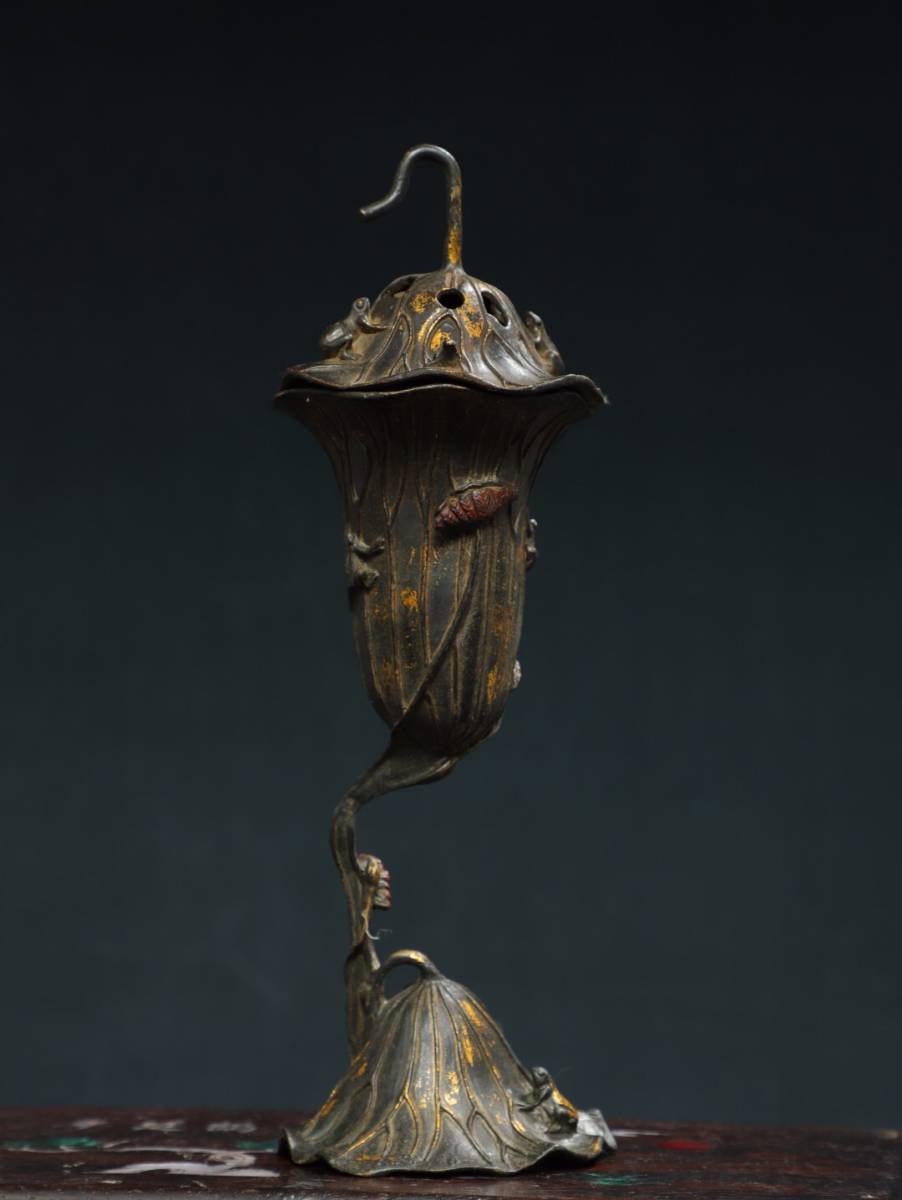 ▽鴻▽ 銅製 拓金 清正廉潔熏香炉 置物 古賞物 中国古玩 中国古美術