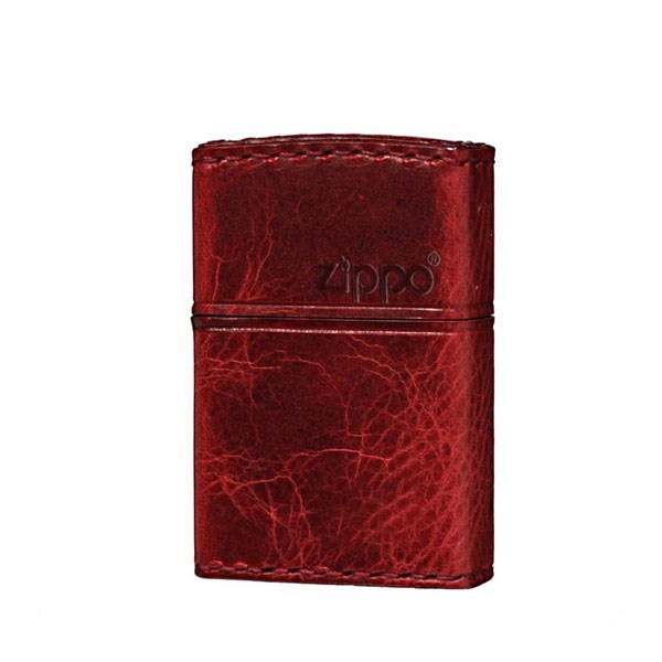 ZIPPO ジッポライター ジッポー ZIPPO RD-5 革巻き レザー 横ロゴ 本革 牛革 ダメージレッド