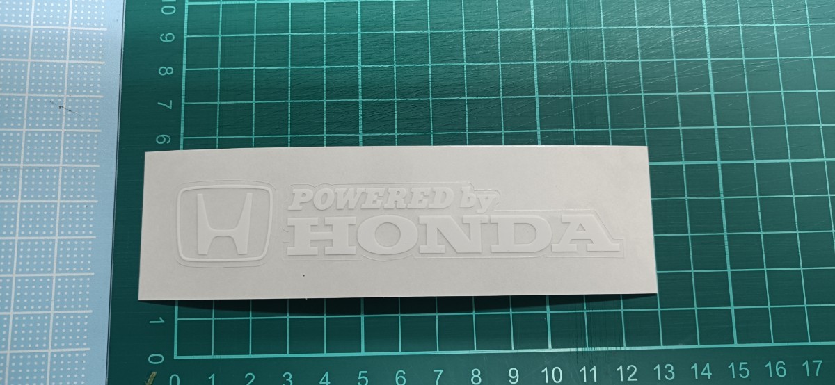 ホンダステッカー　POWDER by HONDA 透明に白プリント　横１２センチ_画像2