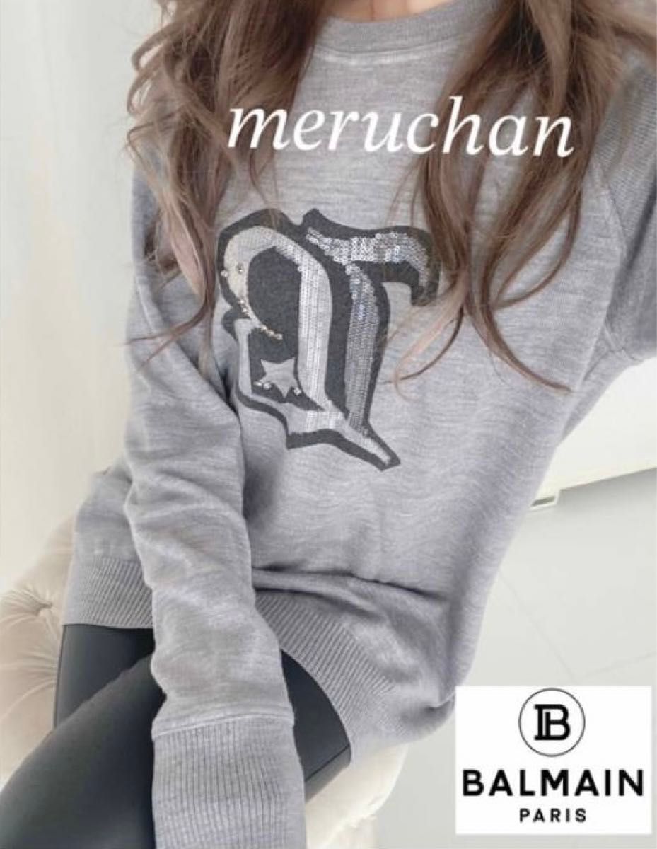 バルマン  BALMAN 上質ニット　セーター　チュニック　サイズS 正規品　超美品　レディース　スパンコール　ロゴ