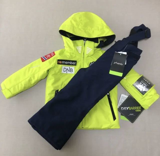 Новая / неиспользованная детская лыжная одежда Phoenix ◆ 100 ◆ PS8G22 P70 Желто -зеленый