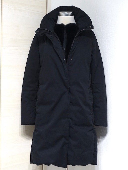 19AW 定価12.8万 超美品 WOOLRICH ウールリッチ UA別注 ラビットファー付 コクーン ダウンコート WWCPS2862 ブラック レディース S_画像1