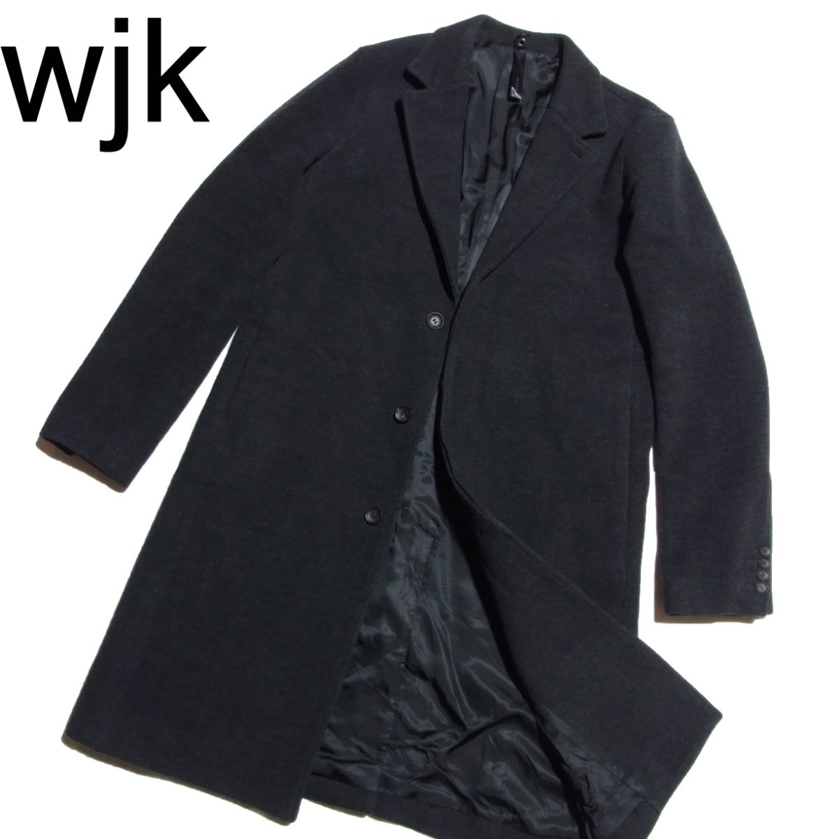 wjk fine wool chester メルトン チェスターコート L ダークグレー 1817 wl77p