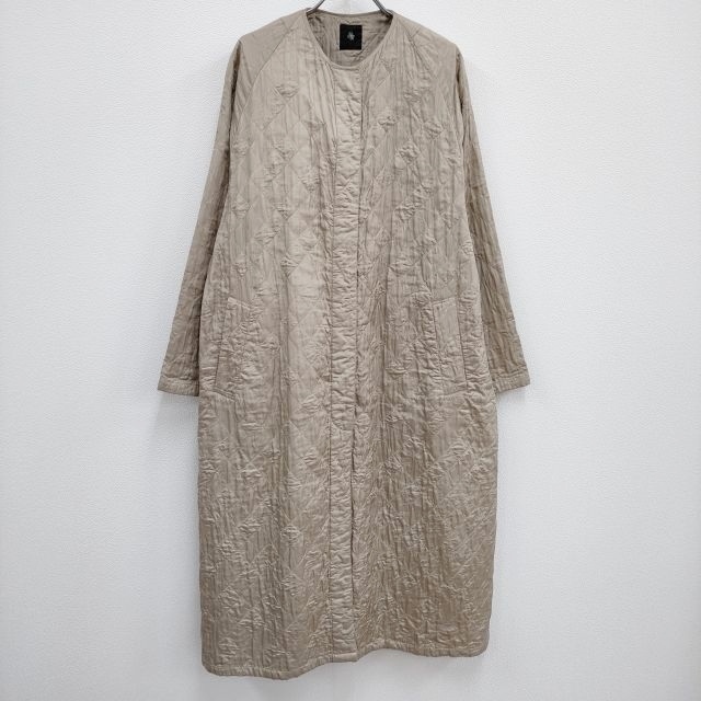 maison de SOIL QUILTED SILK シルク キルティングコート サイズ2 ノーカラー コート ベージュ メゾンドソイル 3-1223T 230754_画像1