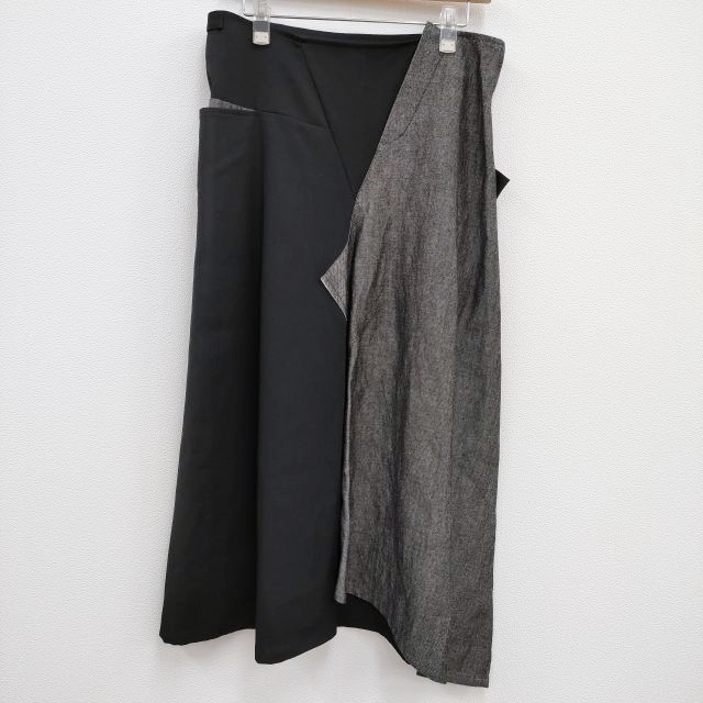 特価 Y's WOOL GABARDINE FLARED SKIRT WITH GUSSETS 定価57200円 ロングスカート 23AW ブラック グレー ワイズ/Yohji 4-0113T 232033 スカート