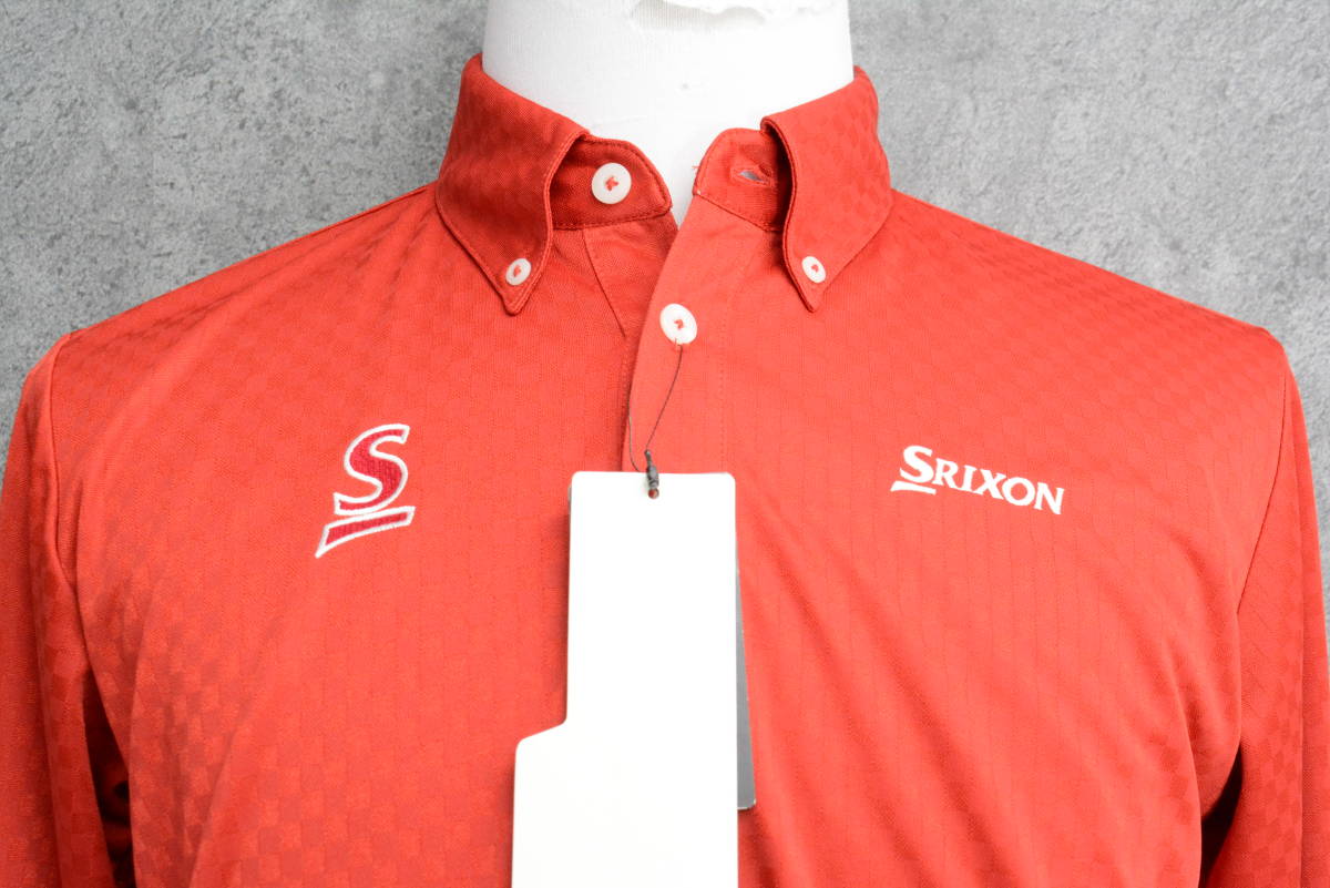 【未使用品 人気メーカー】ダンロップ スリクソン SRIXON 長袖ポロシャツ レッド サイズM 長袖シャツ ポロシャツ ゴルフウェア SMP5410A_画像4