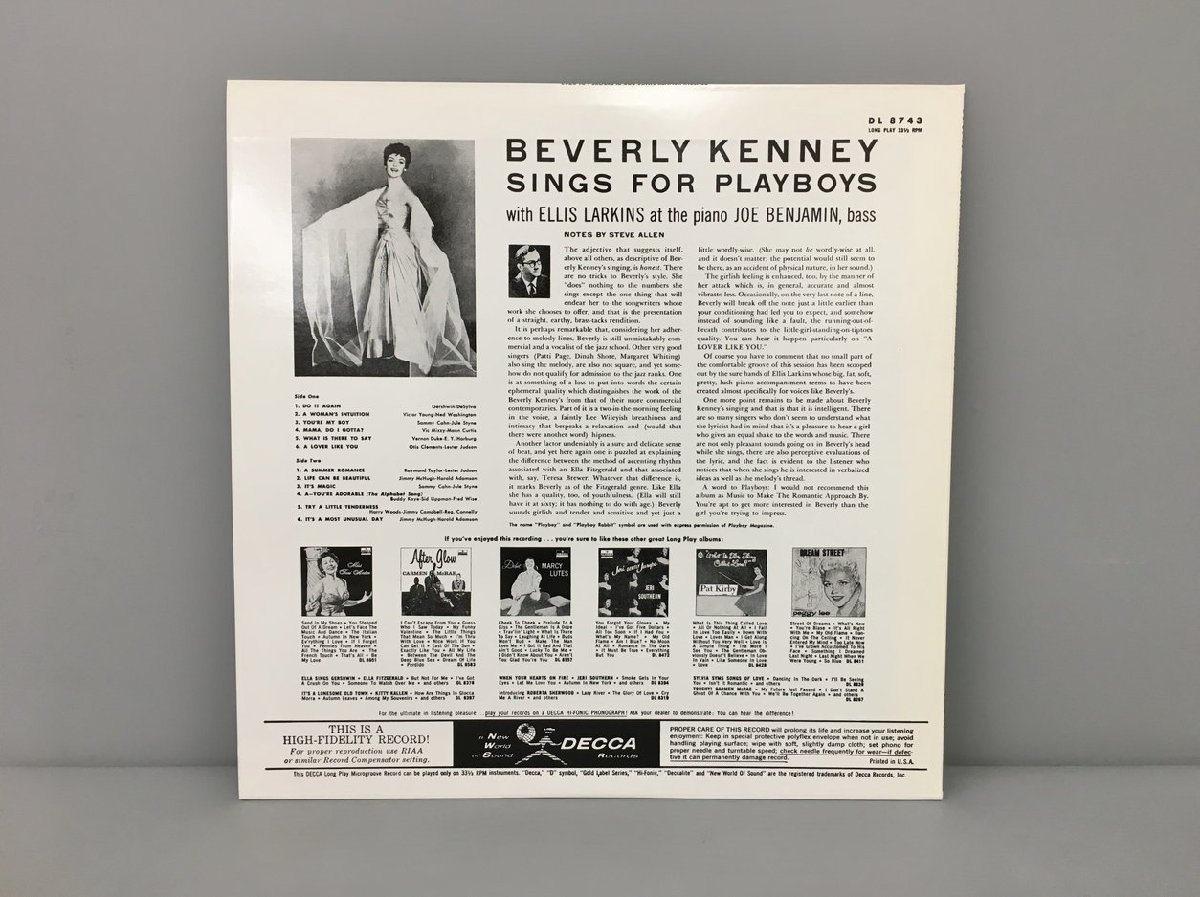 LPレコード Beverly Kenney Sings For Playboys DECCA DL 8743 帯 ライナーノーツ付き 美品 2401LO090_画像2