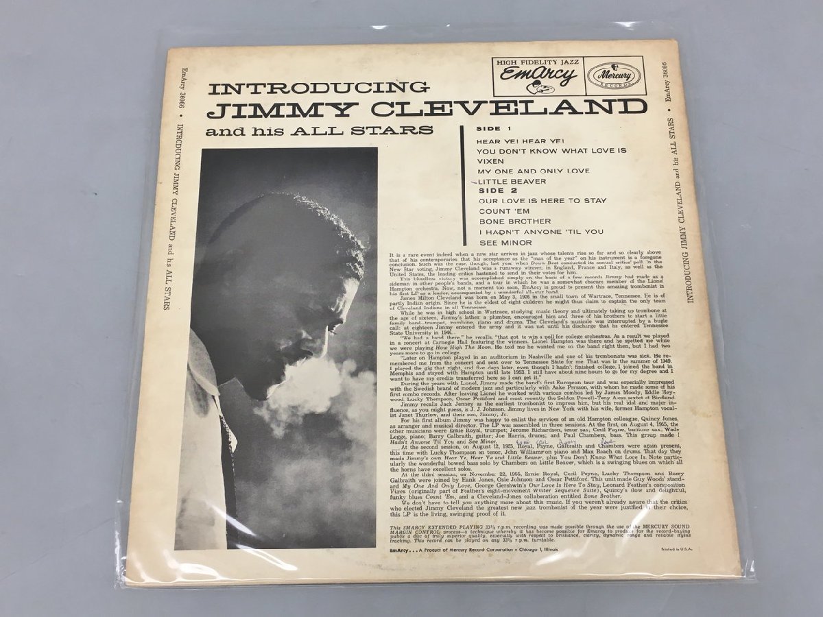 LPレコード Introducing Jimmy Cleveland And His All Stars Jimmy Cleveland And His All Stars EmArcy MG 36066 2401LO036_画像2