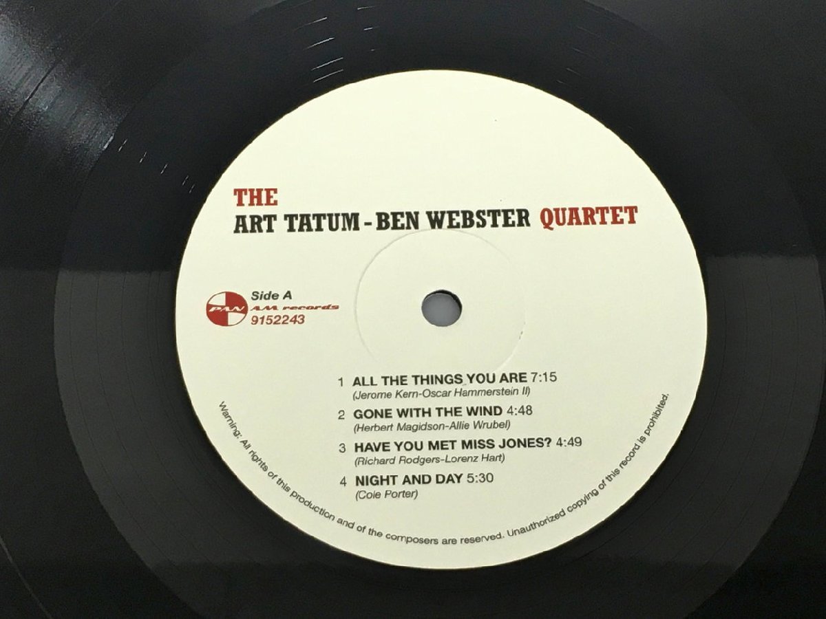 LPレコード Ben Webster Quartet Art Tatum Pan Am Records 9152243 2401LBM023_画像6