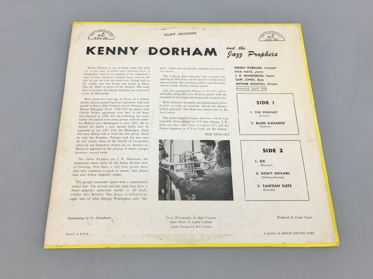 LPレコード Kenny Dorham And The Jazz Prophets Vol. 1 ABC-Paramount ABC-122 2401LBR032_画像2