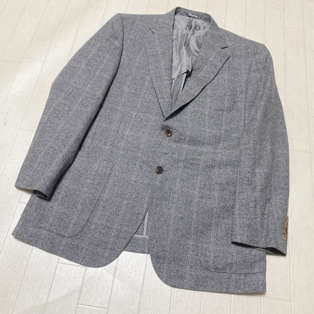 3793☆ Aquascutum アクアスキュータム トップス テーラードジャケット メンズ 98AB6 グレー ウインドペーン_画像1