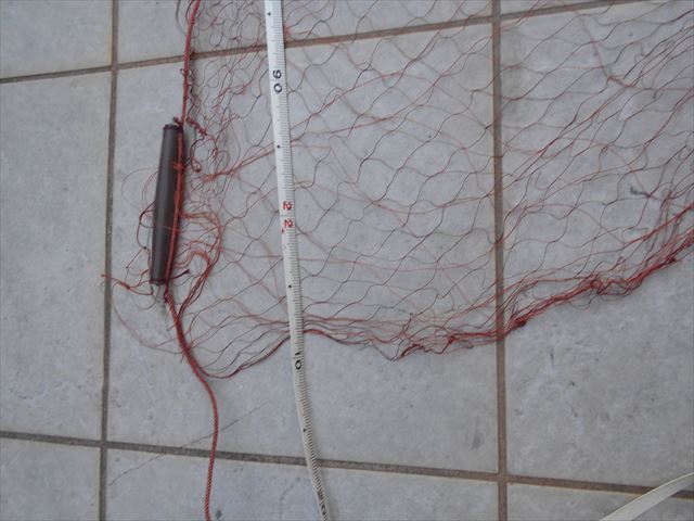 3枚網　4枚セット 未使用品　オレンジ　漁師網　縦網　刺網　魚網　高さ約90cm　角目約3cmX3cm　長さ約22m～　船　船舶　Ⅶ番　_画像3