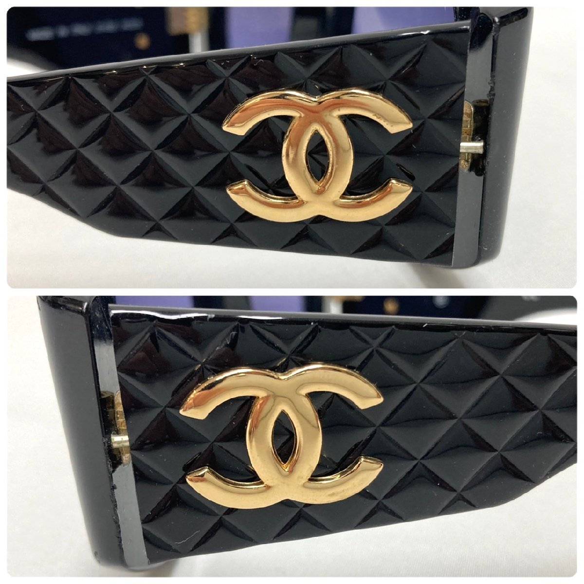 ♪CHANEL シャネル サングラス 01450 94305 メガネ 眼鏡 ココマーク マトラッセ レディース メンズ ブラック系 ゴールド系 ケース付き♪_画像5