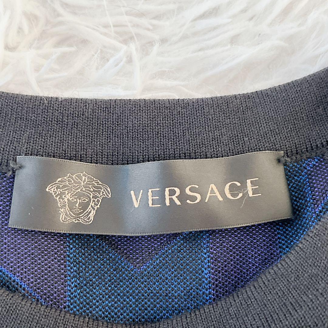 極美品☆VERSACE☆ヴェルサーチ　マルチカラーニット ブラック パープル ブルー　サイズ38_画像8