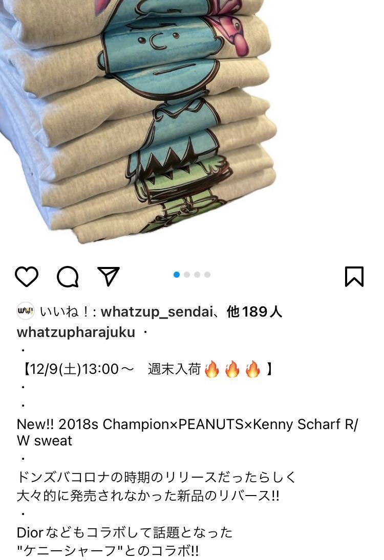 激レア☆ チャンピオン×ピーナッツ×ケニーシャーフ champion リバースウィーブ スウェット L スヌーピー チャーリーブラウン ビンテージ_画像2