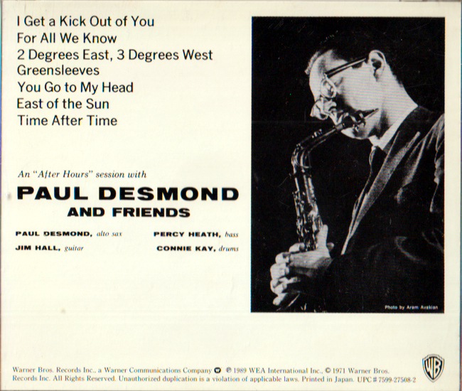 PAUL DESMOND AND FRIENDS・FIRST PLACE AGAIN / ポール デスモンド・ウエストコーストジャズを代表するミュージシャン ＣＤ 全7曲_画像2