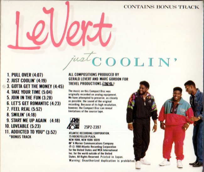 LE VERT・JUST COOLIN’/ レヴァート・オハイオ州クリーヴランド出身・80年代R&Bトップ ヴォーカル トリオ。 ＣＤ 全11曲_画像2
