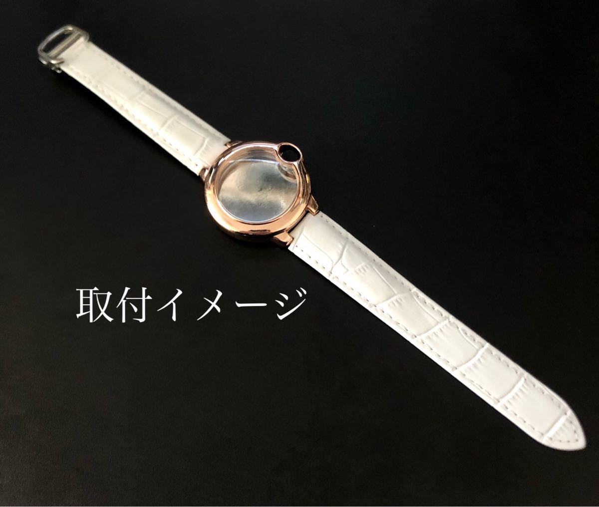 18mm 腕時計 凸型 修理交換用 レザー 革ベルト ホワイト 白 Dバックル付属 【対応】カルティエ バロンブルー _画像6