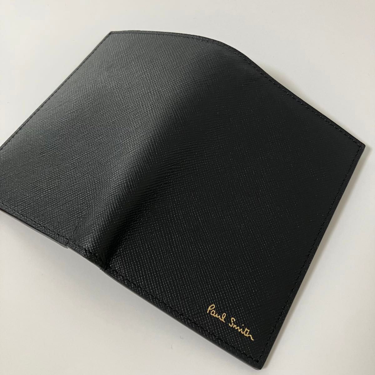 新品 Paul Smith ポールスミス 二つ折り ミニ札財布 黒 イタリア製 ブラック レザー シンプル ビジネス カードケース