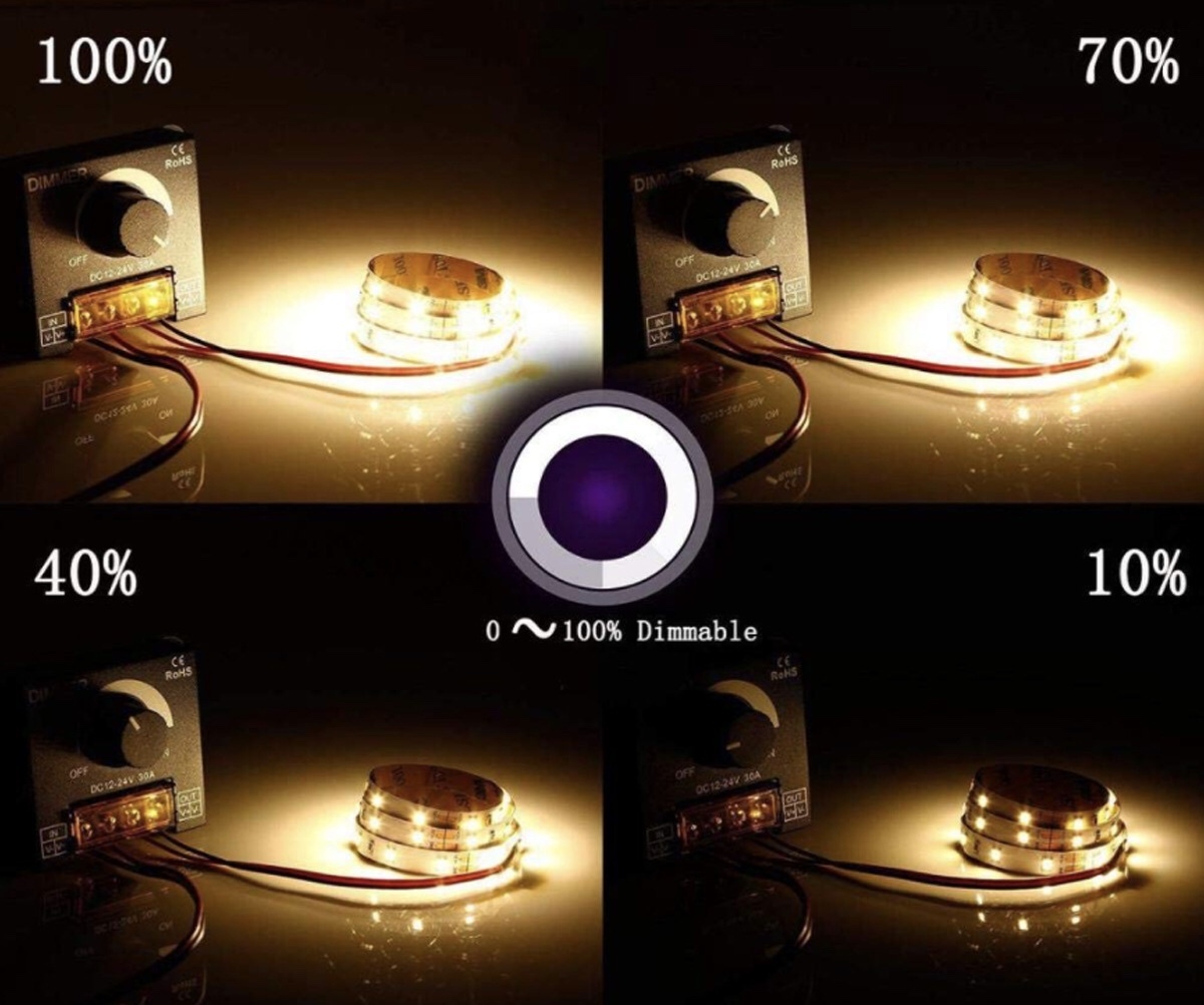 LED調光器 30A ディマースイッチ 2個 12V-24V コントローラー 減光調整 無段階 調光ユニット トラック デコトラ テープライト ワークライト_画像2