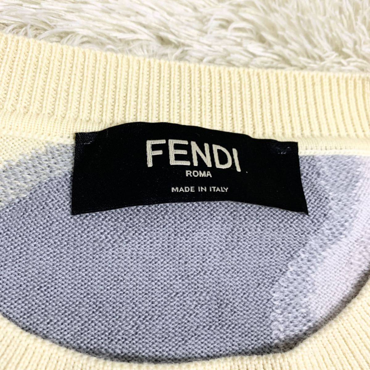 未使用級 フェンディ【近年モデル】FENDI 21年製 ニット セーター トップス ズッカ 柄 ロゴ メンズ マルチカラー サイズ52（XXL位）_画像5